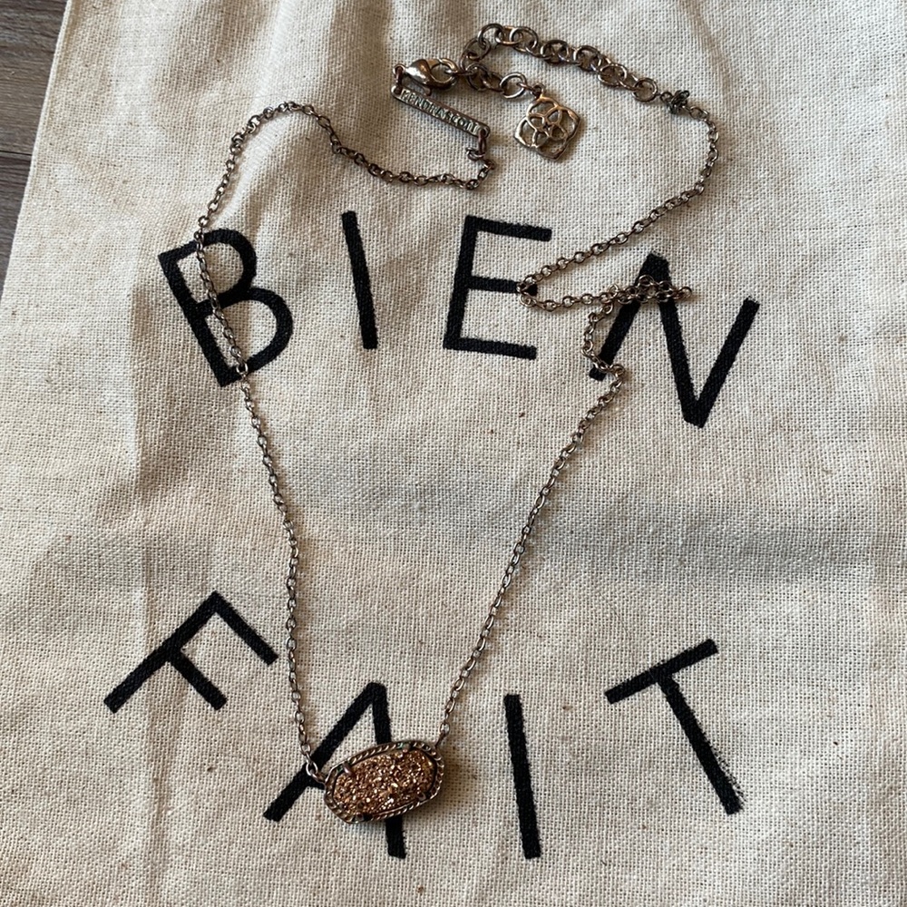 Kendra Scott Elisa Rose Gold Drusy Necklace
